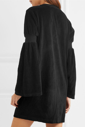 Clu Bell-sleeve Velour Mini Dress - Black