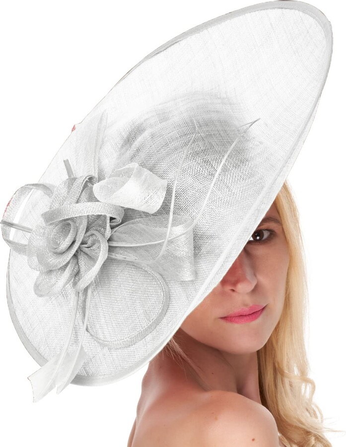 Esclusivo Cappello Kentucky Derby Extra Large Avorio/nero Con Fascinator Sinamay, Hatinator, Matrimonio Reale, Madre Della Sposa, Chiesa - Italia - Foto 12