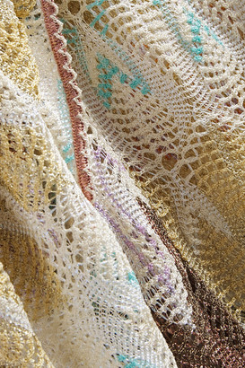 Missoni Gathered Metallic Crochet-knit Blouse