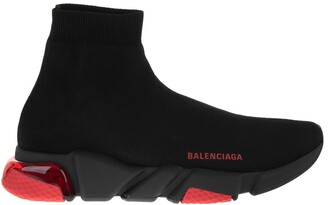 Balenciaga Man Black And Red Speed Clear Sole Sneakers - ShopStyle
