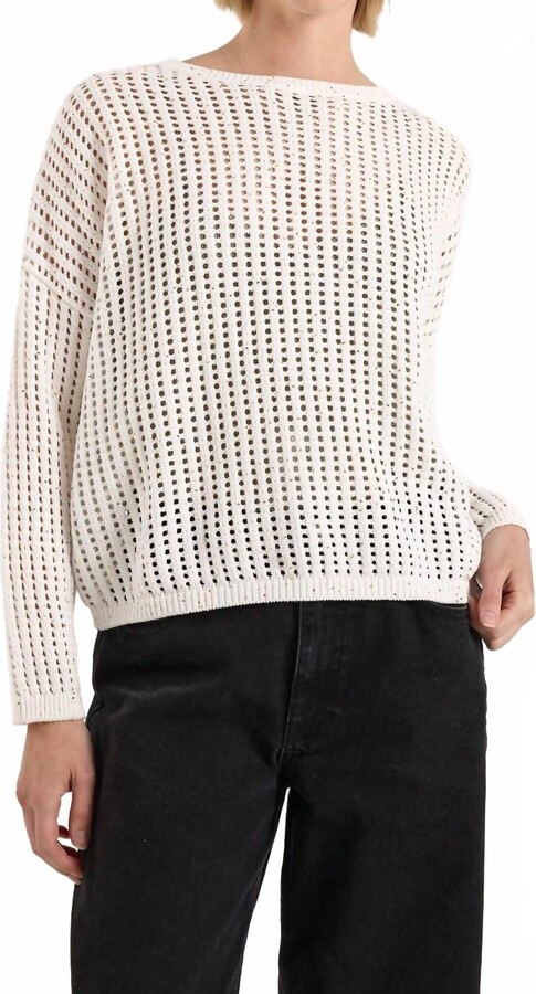 WISPR Astrid Sequin Crew Sweater In White