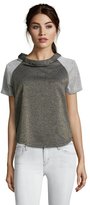 Thumbnail for your product : Casual Couture by Green Envelope metallic charcoal terry knit 'baseball' goldtone flecks tee