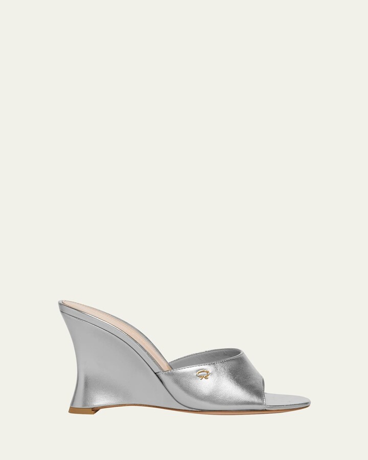 Gianvito Rossi Metallic Napa Leather Wedge Sandals