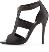Thumbnail for your product : Tom Ford Cutout Leather Zip-Front Bootie, Black