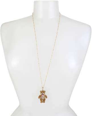 Betsey Johnson Funfetti Teddy Bear Crystal Long Pendant Necklace