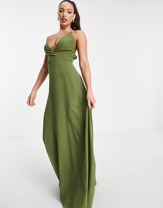 ASOS Tall ASOS DESIGN Tall cami wrap maxi dress with lace up back -  ShopStyle