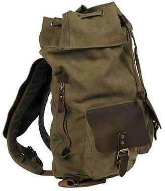 Black Rivet Adult Canvas Backpack W/ Leather Accents Green