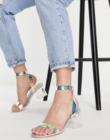 Thumbnail for your product : Public Desire Afternoon perspex block mid heeled sandals iridescent