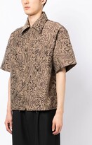 Thumbnail for your product : Dom Rebel Jacquard Logo-Print Zip-Up Shirt