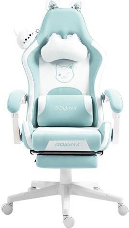 Dowinx Cute Cat-Ear Gaming Chair with Massaging Lumbar Support, Ergonomic Computer Gaming Chair for Girl and Adults, Reclining Comfort Game Chair...