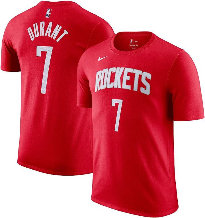 Men's Nike Kevin Durant Red Houston Rockets Icon Edition Name & Number T-Shirt