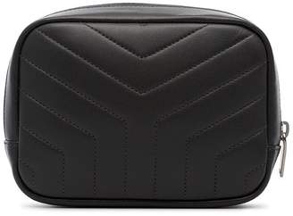 Saint Laurent charcoal grey quilted leather clutch bag