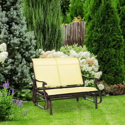 Lark Manor Outdoor Bench, Patio Bench With Powder Coated Steel Frame