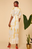 Thumbnail for your product : Little Mistress Yellow Floral Wrap Midi Dress