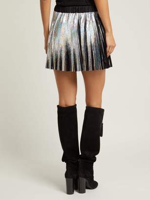 Balmain Holographic Pleated Voile Mini Skirt - Womens - Black Multi