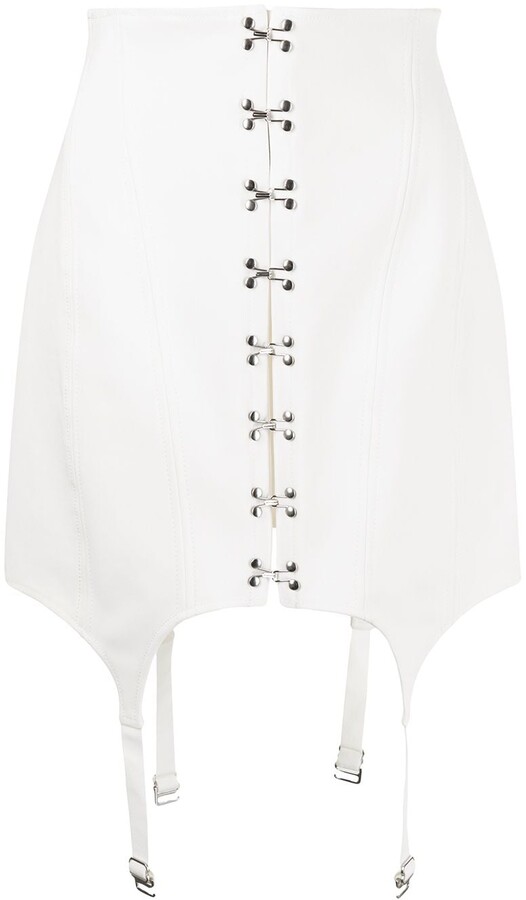 Farfetch Women Clothing Underwear Bras Corsets White Corset-style suspender-detail skirt 
