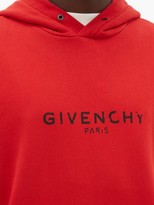 Thumbnail for your product : Givenchy Distressed-logo Print Cotton Hooded Sweatshirt - Red