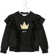 Thumbnail for your product : Fendi Kids Glittery Crown Ruffled Sweatshirt