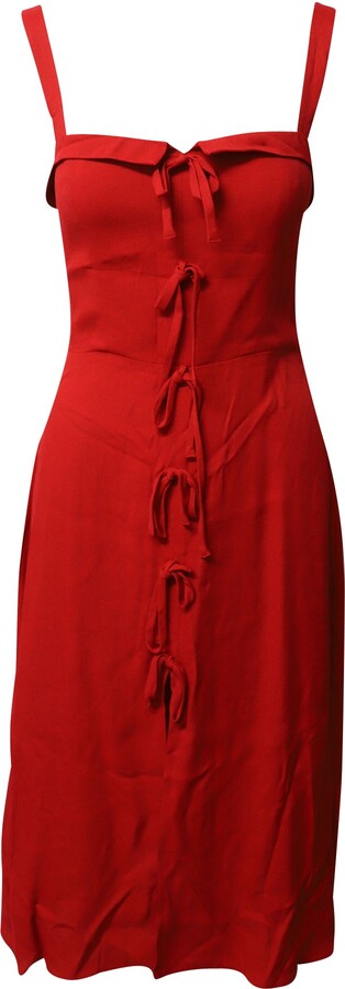 Reformation Eddie Midi Dress in Red Viscose