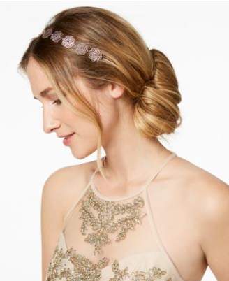 INC International Concepts Rose Gold-Tone Mixed Metal Flower Elastic Headband, Created for Macy's