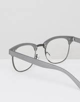 Thumbnail for your product : A. J. Morgan AJ Morgan Half Frame Clear Lens Glasses in Pewter