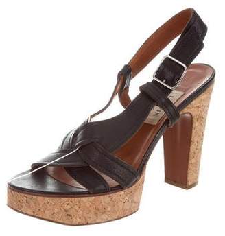 Lanvin Leather & Cork Platform Sandals