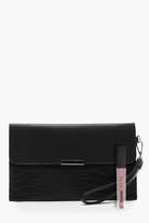 Thumbnail for your product : boohoo Croc & PU Envelope Clutch