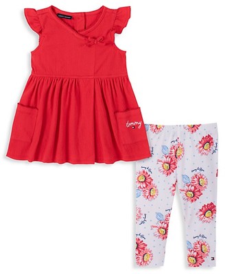 tommy red ruffle leopard dress