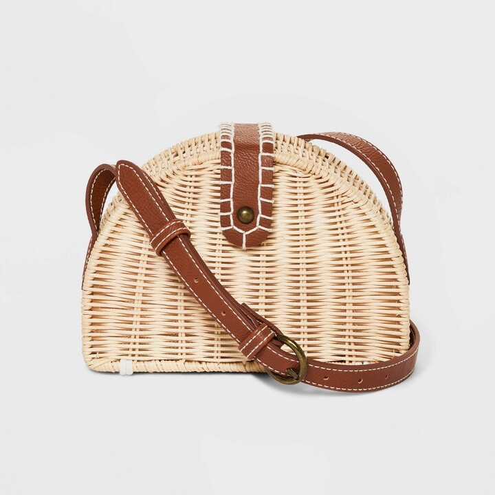 Universal Thread Straw Basket Crossbody Bag Natural ShopStyle