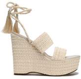 Thumbnail for your product : Schutz Lace-Up Shirred Crochet Platform Wedge Sandals