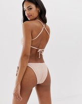 Thumbnail for your product : Miss Selfridge Exclusive textured bikini brief with tie side in pink