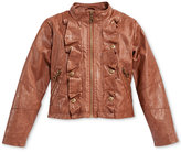 Thumbnail for your product : Dollhouse Girls' Ruffle-Front Faux-Leather Jacket