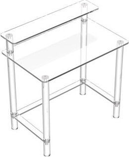 Ivy Bronx Acrylic Table 2 Tiers Clear Office Desk with Monitor Stand Acrylic Study Computer Desk Modern Side End Table Nightstand for Bedroom Office Study
