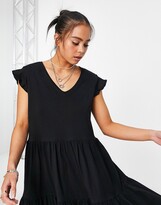 Thumbnail for your product : Only mini dress with V-neck and tiering in black