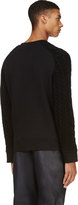 Thumbnail for your product : Balmain Black Cable Knit Sleeve Sweater