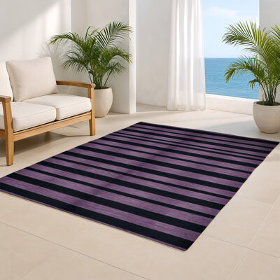 Hokku Designs HorizontalStripes Gray Indoor and Outdoor Area Rug