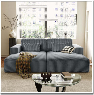 Latitude Run Corduroy Double Sofa Bed with 2 Pillows