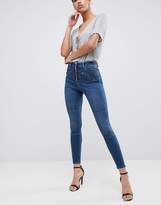 Thumbnail for your product : ASOS Design DESIGN Ridley high waist skinny jeans in london blue with western zip front