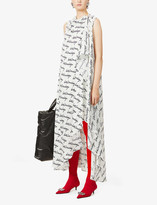 Thumbnail for your product : Balenciaga Logo-print silk midi dress