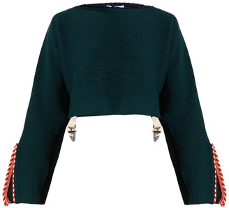 Toga Whipstitch-trimmed cotton-blend cropped sweater