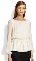 Thumbnail for your product : St. John Crinkle Georgette Peplum Blouse