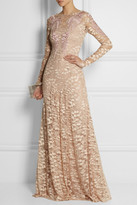 Thumbnail for your product : Temperley London Aven Tattoo embellished lace gown