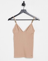 Thumbnail for your product : Morgan cami strap plunge front cami in tan