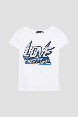 Love Moschino Crystal-embellished Printed Cotton-jersey T-shirt