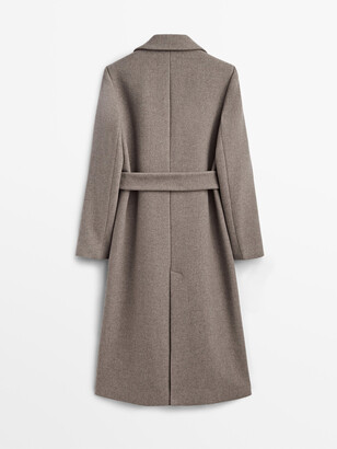 Massimo Dutti Mink-Coloured Wool Robe Coat - ShopStyle