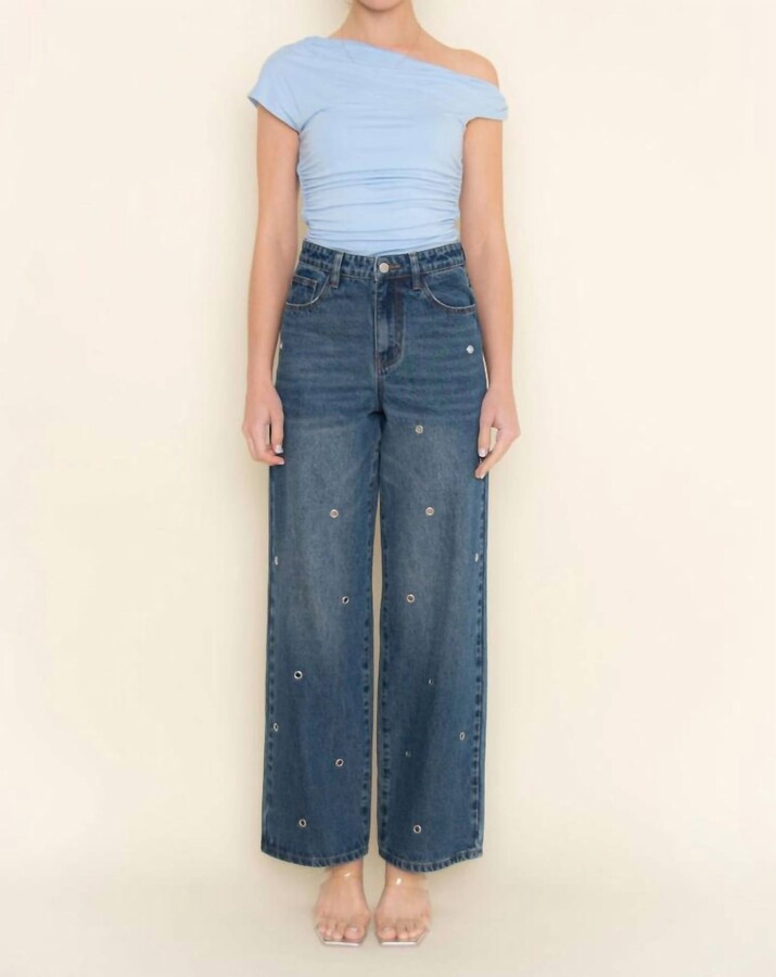 FORE Callista High Waist Wide Leg Jeans In Blue