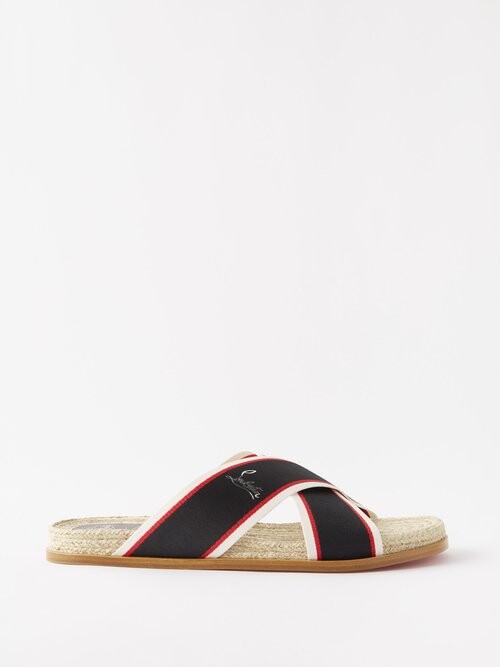 Christian Louboutin Siwa Flat Sandals Black Red Men's - 3220875