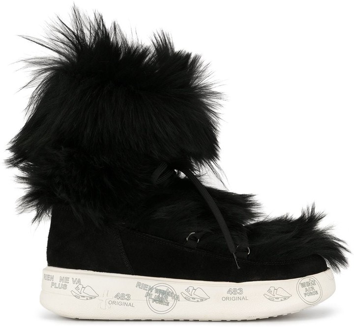 mia misha fur trim lace up boot