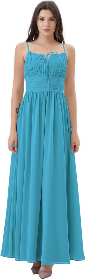 Blue Womens Clothing Dresses Formal dresses and evening gowns Elizabeth K Strapless Jewel Accent Empire Waist Long Gown in Teal 