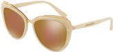 Thumbnail for your product : Dolce & Gabbana Metal-Trim Mirrored Iridescent Cat-Eye Sunglasses, Beige